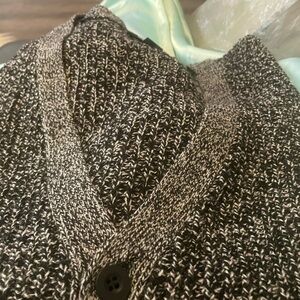 Men's Black and White Cardigan Sweater